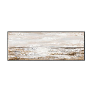 Abstract Coastal Ocean and Sky Landscape Textured Wall Art, Neutral Brown Beige White Light Grey Panoramic Large Canvas Print Artwork for Modern Home Decor, Living Room Bedroom Dining Room Office Hallway Wall Decoration