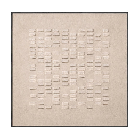 Minimalist Beige Light Grey Geometric Raised Texture Square Framed Wall Art, Modern Neutral Monochrome Non-Representational Artwork for Home Office Decor