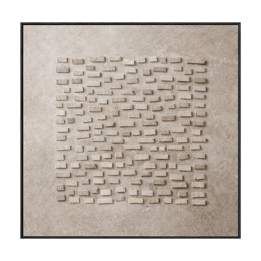 Minimalist Neutral Geometric 3D Relief Abstract Wall Art, Modern Textured Beige Light Grey Wabi Sabi Inspired Artwork for Contemporary Home Decor