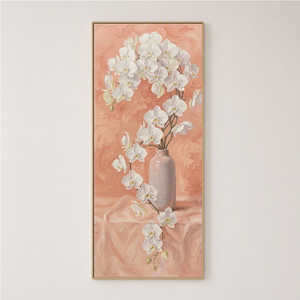 Cascading White Orchid Impasto on Blush Pink