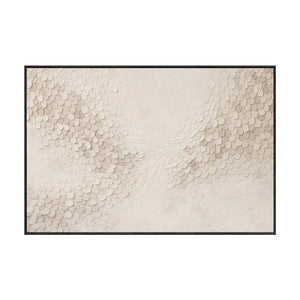 Minimalist Soft Beige & White Abstract Wall Art with Subtle Textured Scale-Like and Feather-Inspired Relief, Modern Neutral Decor Piece for Elegant Contemporary Home and Office Spaces, Enhancing Serene Atmosphere