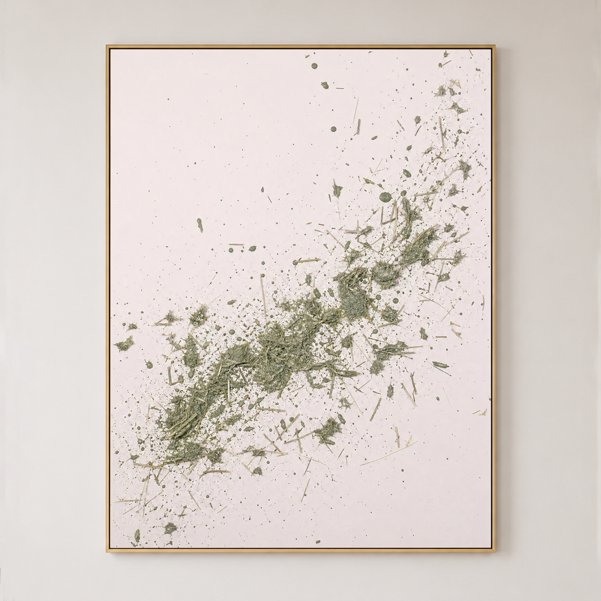 Abstract Textured Soft Pink Sage Green Mixed Media Style Vertical Wall Art for Living Room Bedroom