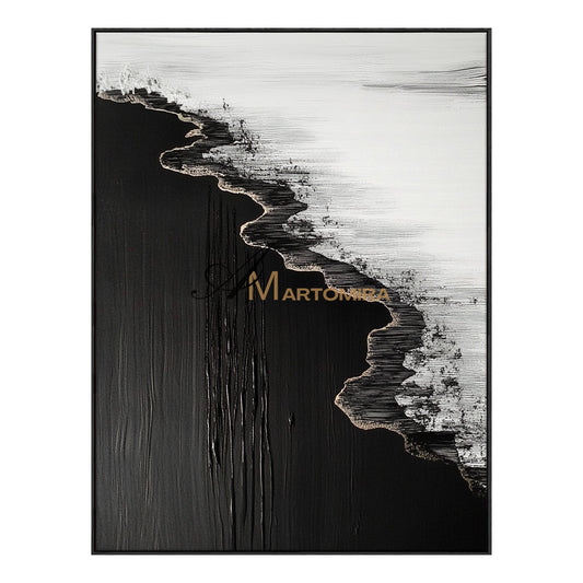 Beach Art Paintings | Black And White Wall Art | Abstract Ocean Painting | Wall Art For Living Room #POS052