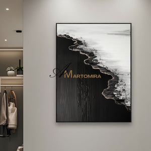 Beach Art Paintings | Black And White Wall Art | Abstract Ocean Painting | Wall Art For Living Room #POS052