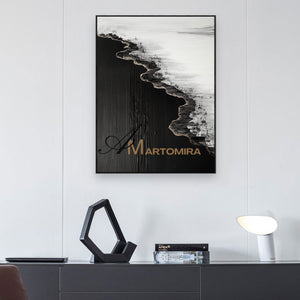 Beach Art Paintings | Black And White Wall Art | Abstract Ocean Painting | Wall Art For Living Room #POS052