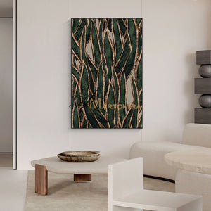 Abstract Wall Art | Decorative Wall Art | Green And Gold Abstract Painting #MF001