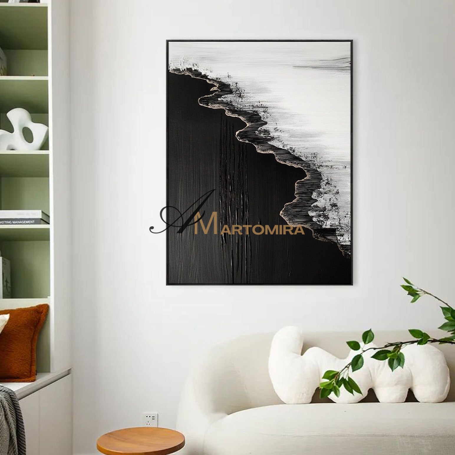 Beach Art Paintings | Black And White Wall Art | Abstract Ocean Painting | Wall Art For Living Room #POS052