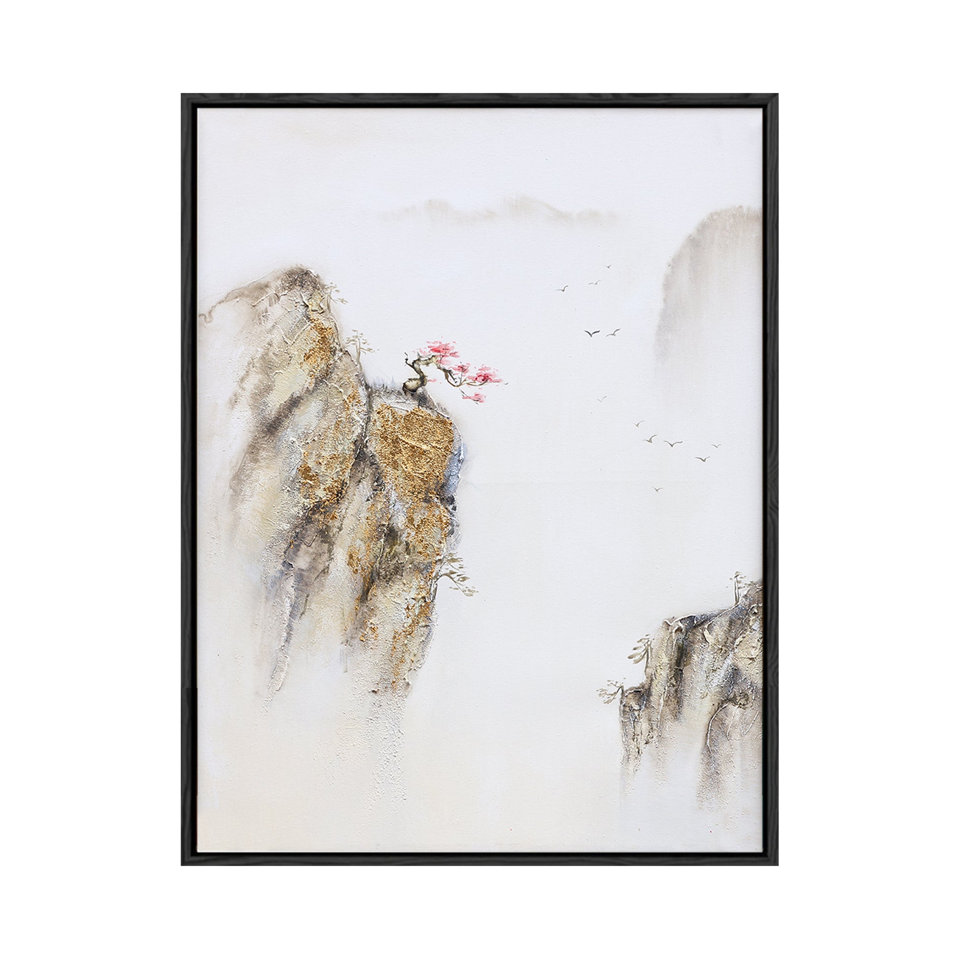 Painting Of The Mountains | Gold Canvas Art | Abstract Landscape Art | Large Canvas Wall Art #DF008