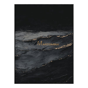 Black Textured Art | Ocean Wall Art | Abstract Wave Painting | Large Abstract Landscape Wall Art #POS060