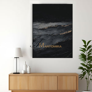 Black Textured Art | Ocean Wall Art | Abstract Wave Painting | Large Abstract Landscape Wall Art #POS060
