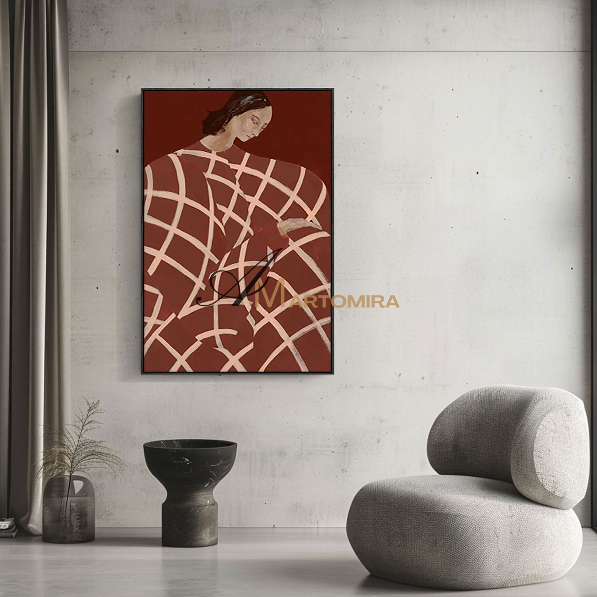 Women Painting | Abstract Woman Painting | Woman In Red Painting | Abstract Wall Art Paintings  #MF010