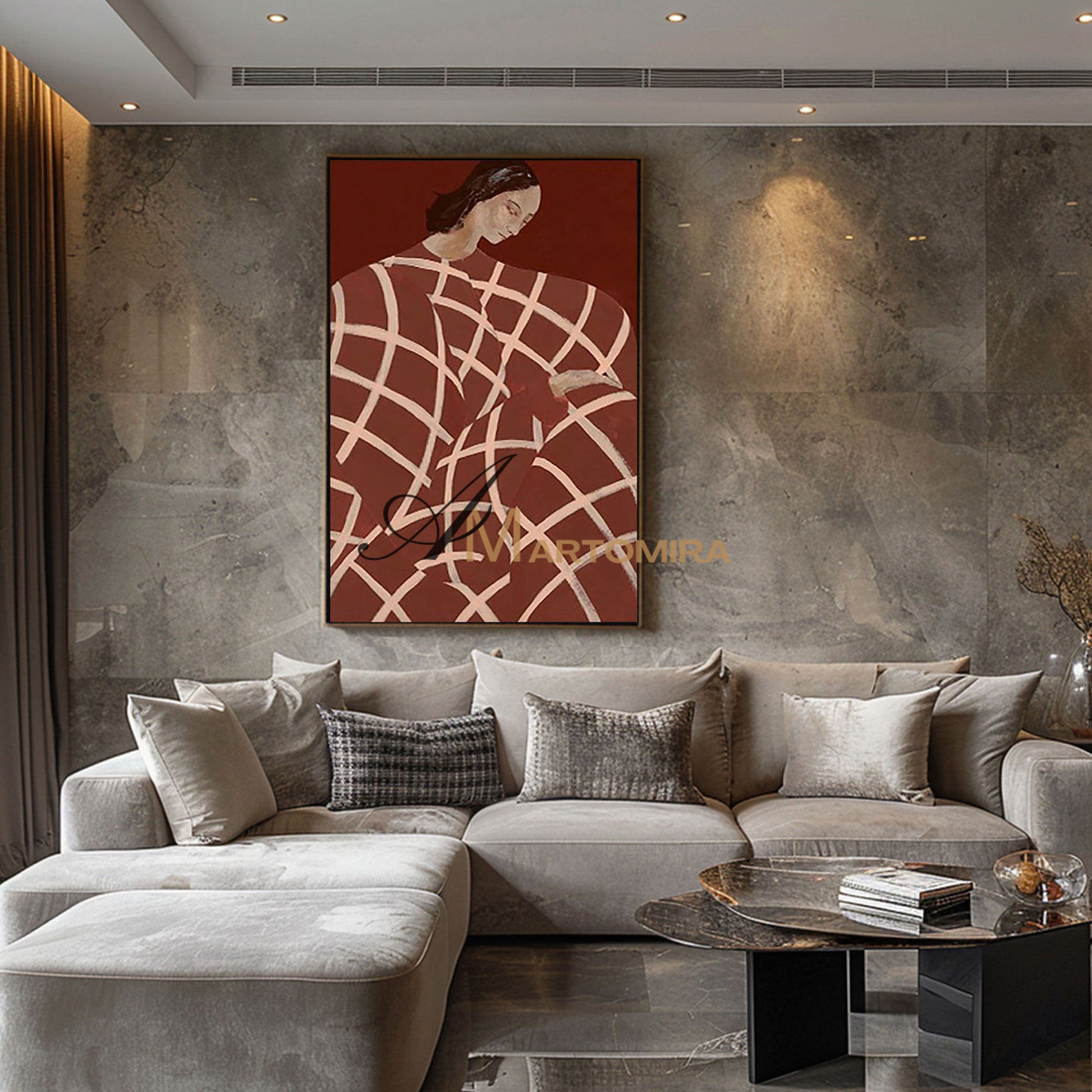 Women Painting | Abstract Woman Painting | Woman In Red Painting | Abstract Wall Art Paintings  #MF010