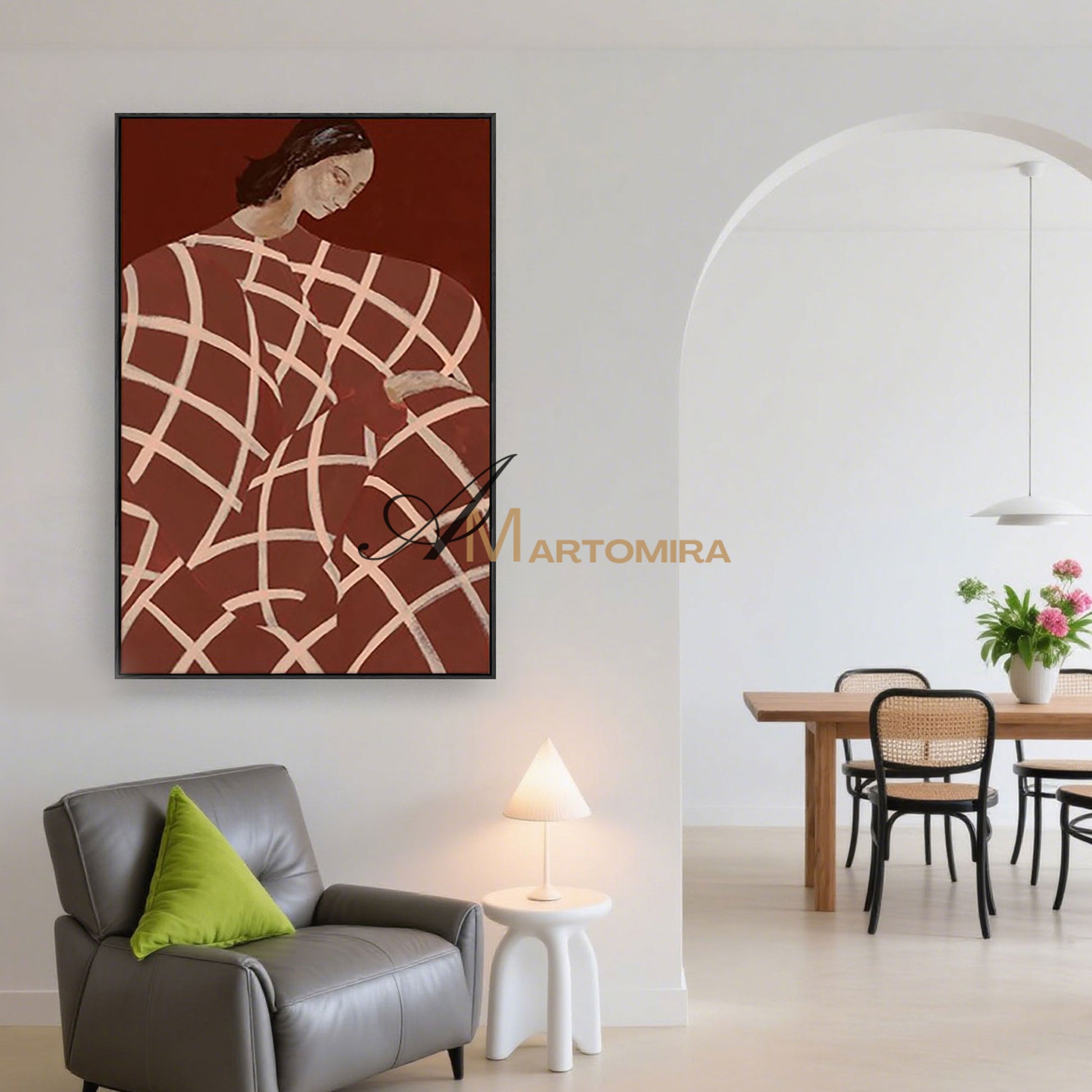 Women Painting | Abstract Woman Painting | Woman In Red Painting | Abstract Wall Art Paintings  #MF010
