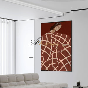 Women Painting | Abstract Woman Painting | Woman In Red Painting | Abstract Wall Art Paintings  #MF010