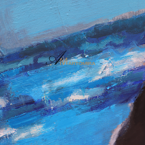 Animal Wall Art | Blue And Black Wall Art | Dog On Painting | Modern Abstract Art #DF040