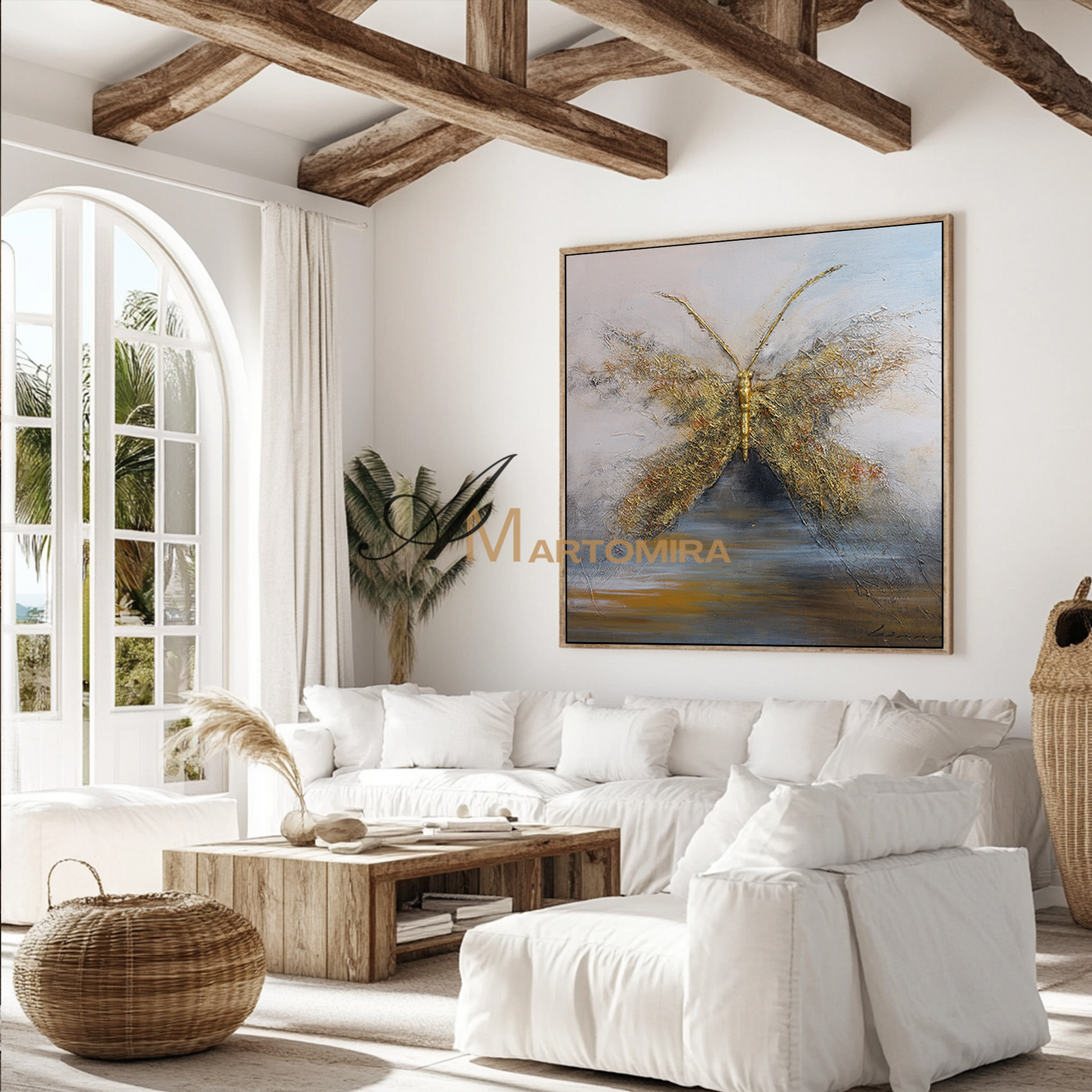 Animal Wall Art | Butterfly Painting| Textured Wall Art For Living Room | Gold Wall Art #DF056