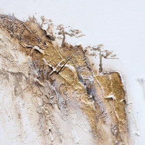 Painting Of The Mountains | Gold White Wall Art | Minimalist Abstract Art | Wabi Sabi Art #DF008