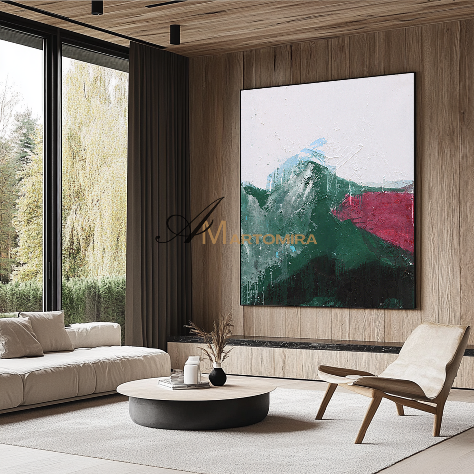 Abstract Landscape Art | Mountain Landscape Art | Green Abstract Art | Wall Art For Living Room   #DF050