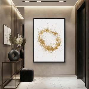Abstract Gold and White Textured 3D Relief Vertical Wall Art for Living Room