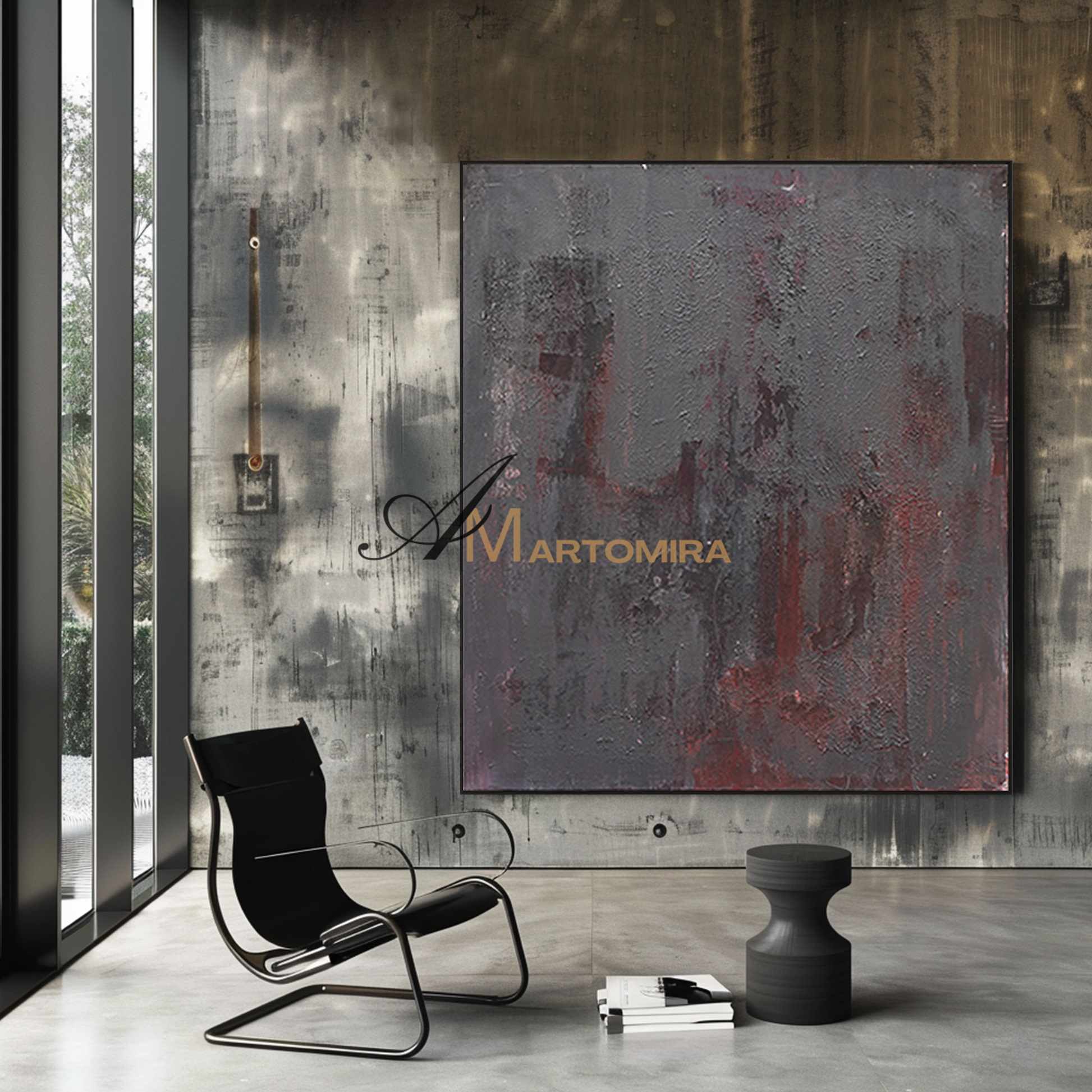 Black Wall Art | Contemporary Abstract Wall Art | Large Abstract Canvas Art #DF048