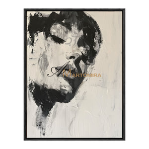 Black And White Wall Art | Beautiful Woman Painting | Living Room Painting | Oil Painting #AP009