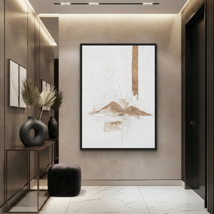 Abstract Minimalist Wabi Sabi Neutral Landscape Plaster Texture Vertical Wall Art for Living Room Office