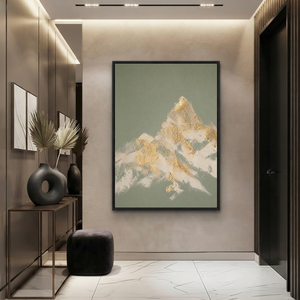 Abstract Textured Sage Green Gold Beige Landscape Vertical Wall Art for Living Room
