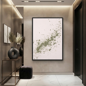 Abstract Textured Soft Pink Sage Green Mixed Media Style Vertical Wall Art for Living Room Bedroom