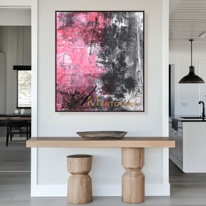 Pink And Black Wall Art | Modern Abstract Art | Minimalist Abstract Art | Abstract Painting For Living Room #DF049