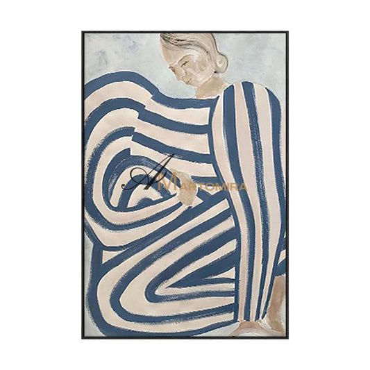 Abstract Wall Art | Abstract Woman Painting | Large Blue Abstract Wall Art | Bedroom Wall Art #MF011