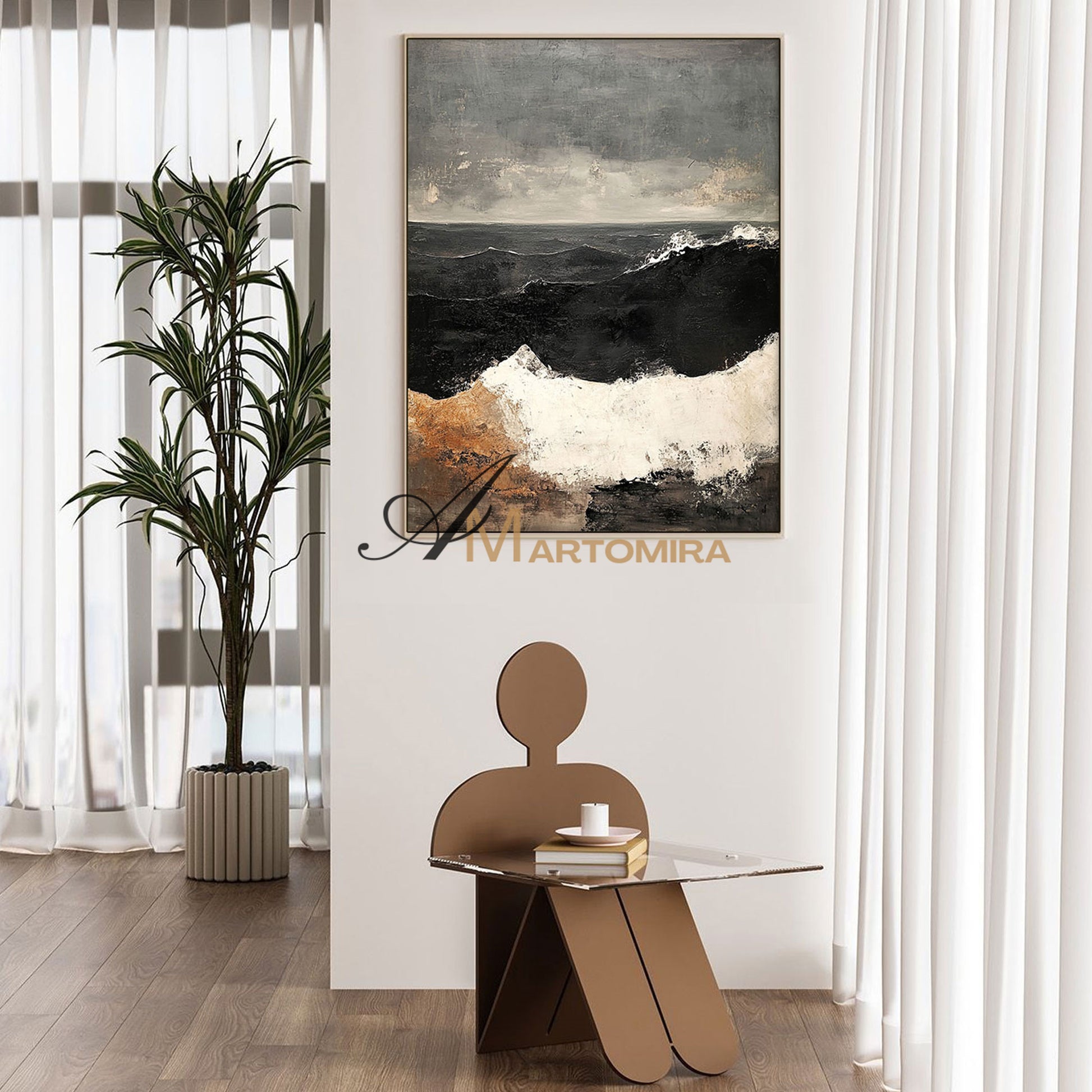 Landscape Wall Art | Wall Art Of The Ocean | Abstract Painting Ocean | Large Wall Art For Bedroom #POS061