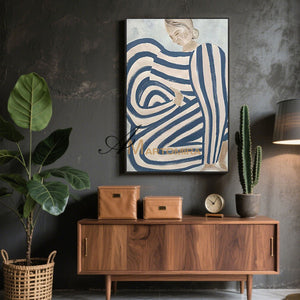 Abstract Wall Art | Abstract Woman Painting | Large Blue Abstract Wall Art | Bedroom Wall Art #MF011
