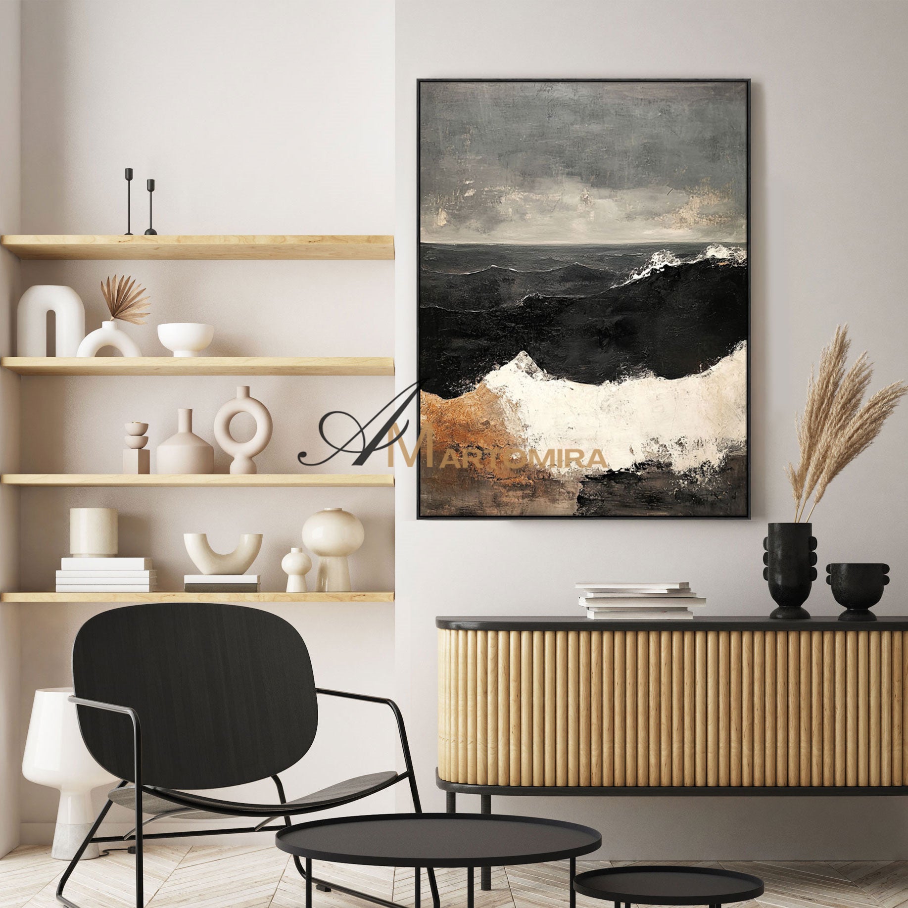 Landscape Wall Art | Wall Art Of The Ocean | Abstract Painting Ocean | Large Wall Art For Bedroom #POS061