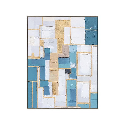Blue And Gold Wall Art | Geometric Wall Art | Minimalist Abstract Art | Contemporary Modern Wall Decor #DF064