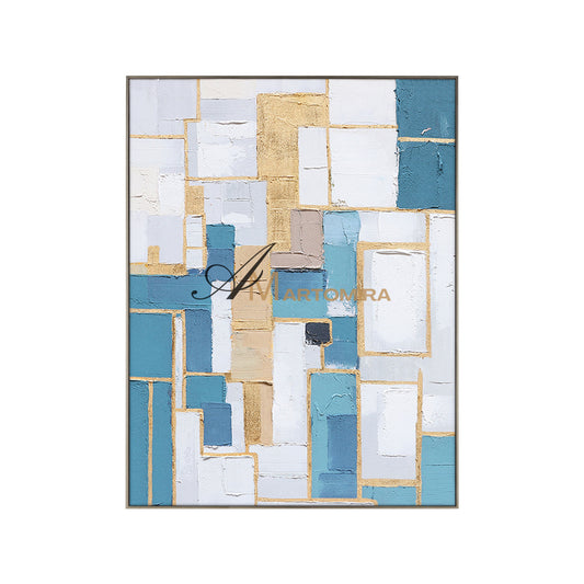 Blue And Gold Wall Art | Geometric Wall Art | Minimalist Abstract Art | Contemporary Modern Wall Decor #DF064