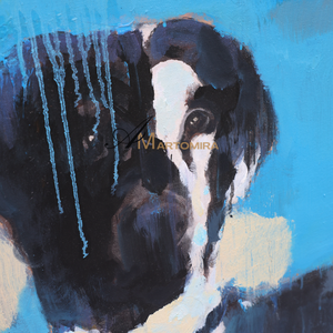 Animal Wall Art | Blue And Black Wall Art | Dog On Painting | Modern Abstract Art #DF040