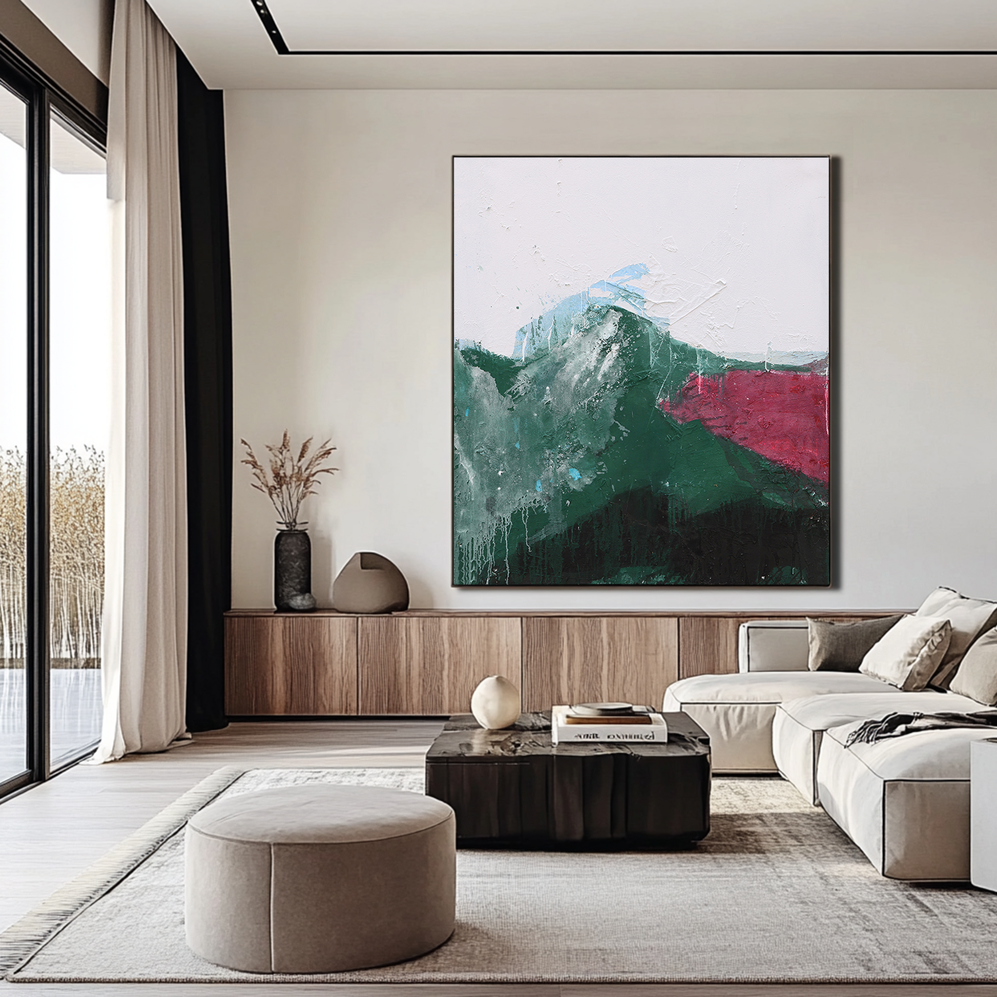 Abstract Landscape Art | Mountain Landscape Art | Green Abstract Art | Wall Art For Living Room   #DF050