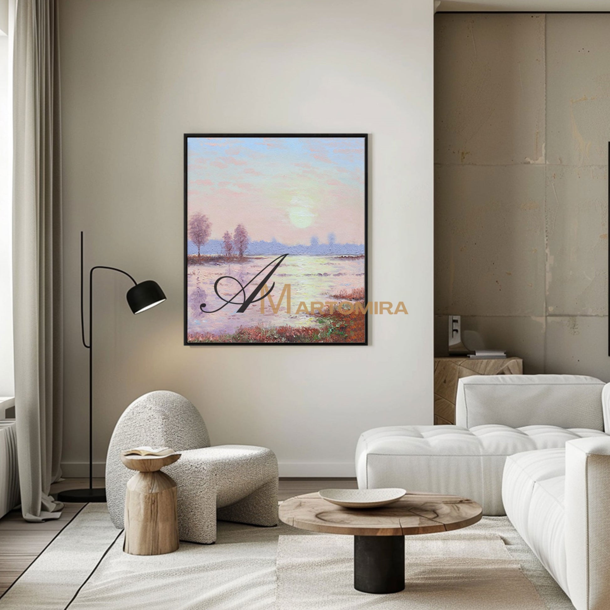 Landscape Wall Art | Pink Wall Art | Sunset Canvas Painting | Landscape Canvas Oil Painting #DF011