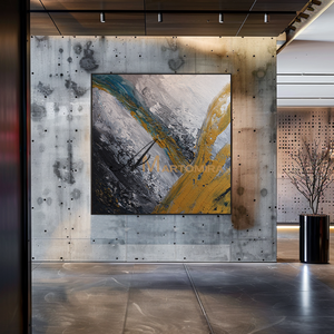 Square Wall Art | Black And Gold Wall Art | Modern Abstract Wall Art | Large Canvas Art #DF061