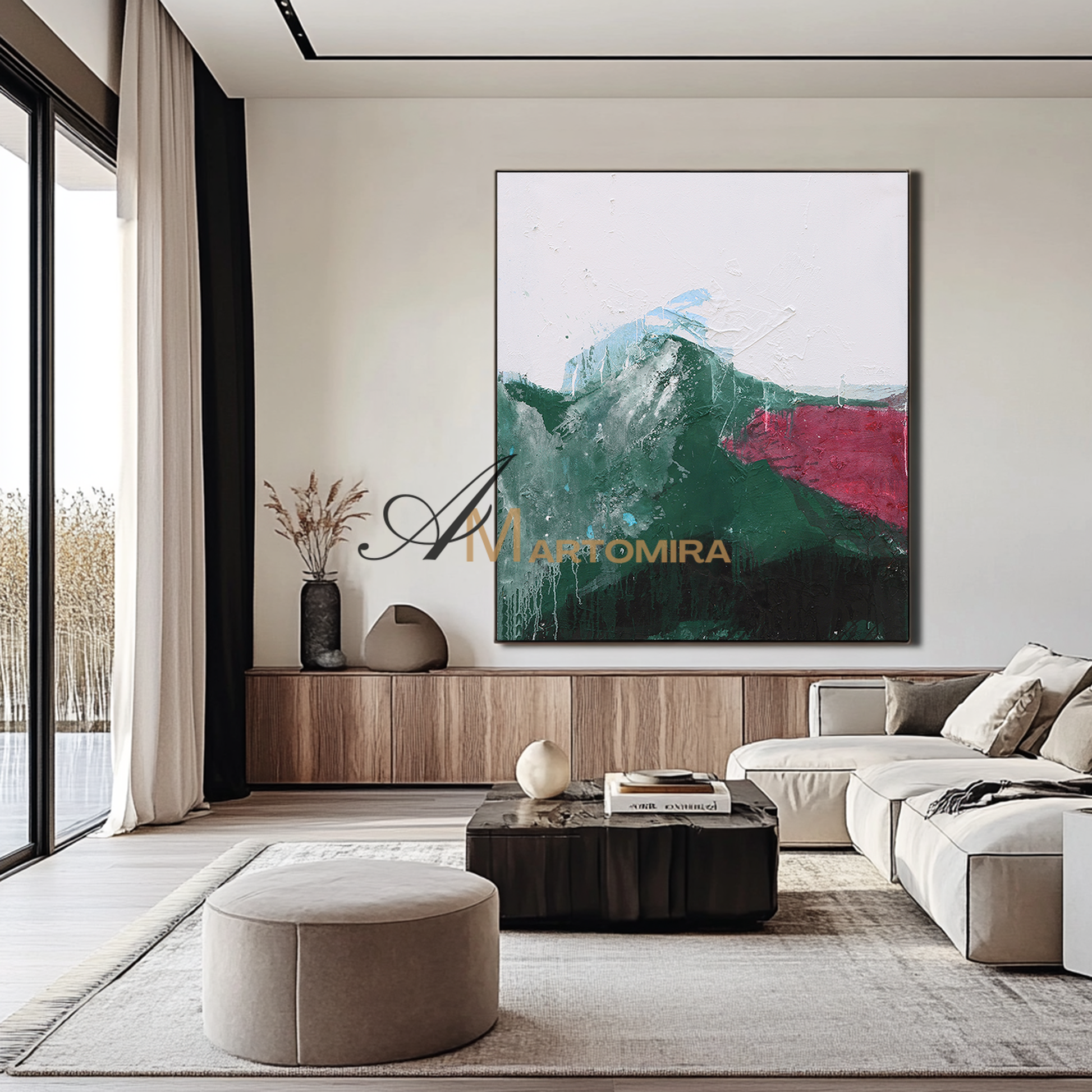 Abstract Landscape Art | Mountain Landscape Art | Green Abstract Art | Wall Art For Living Room   #DF050