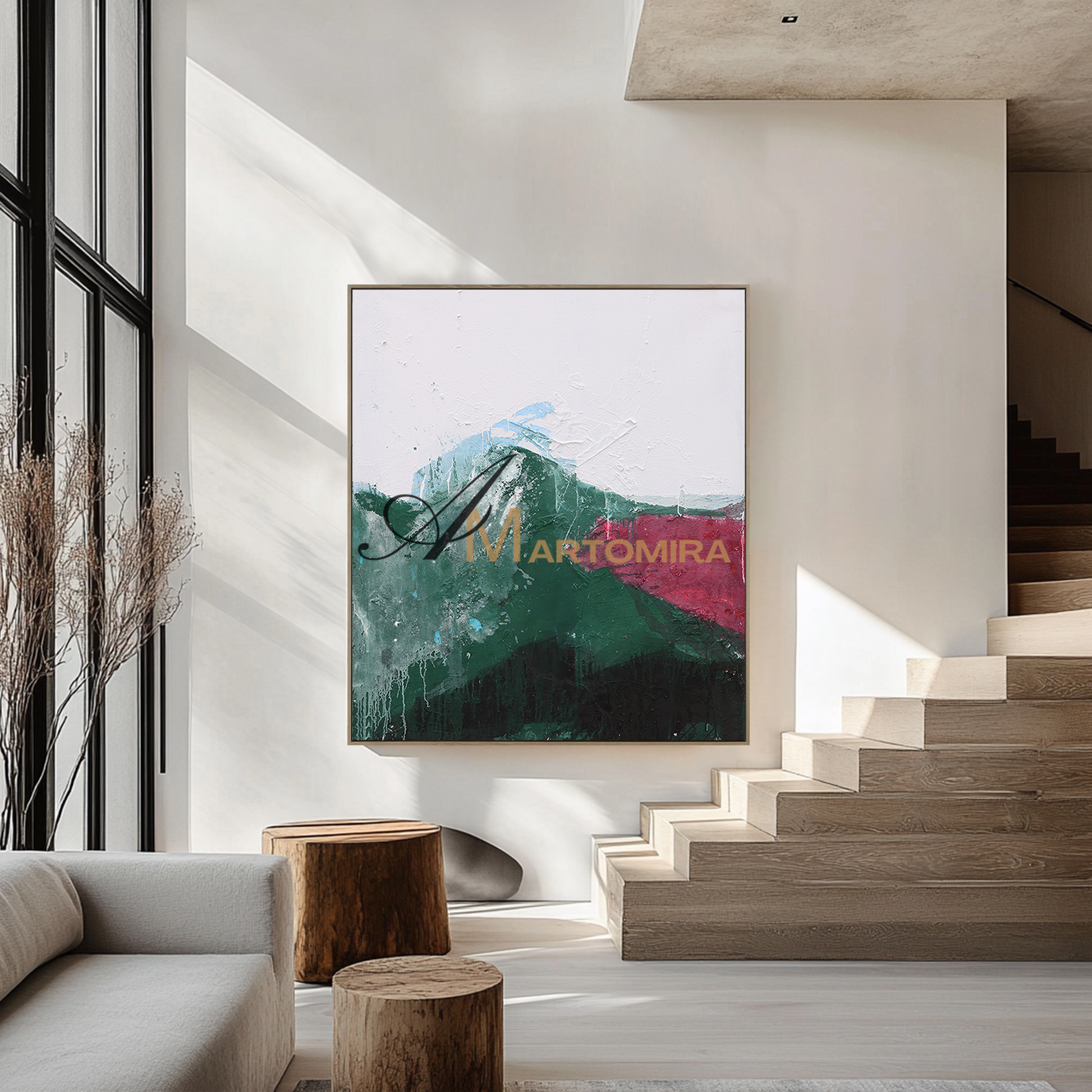 Abstract Landscape Art | Mountain Landscape Art | Green Abstract Art | Wall Art For Living Room   #DF050