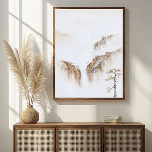 Painting Of The Mountains | Gold White Wall Art | Minimalist Abstract Art | Wabi Sabi Art #DF008