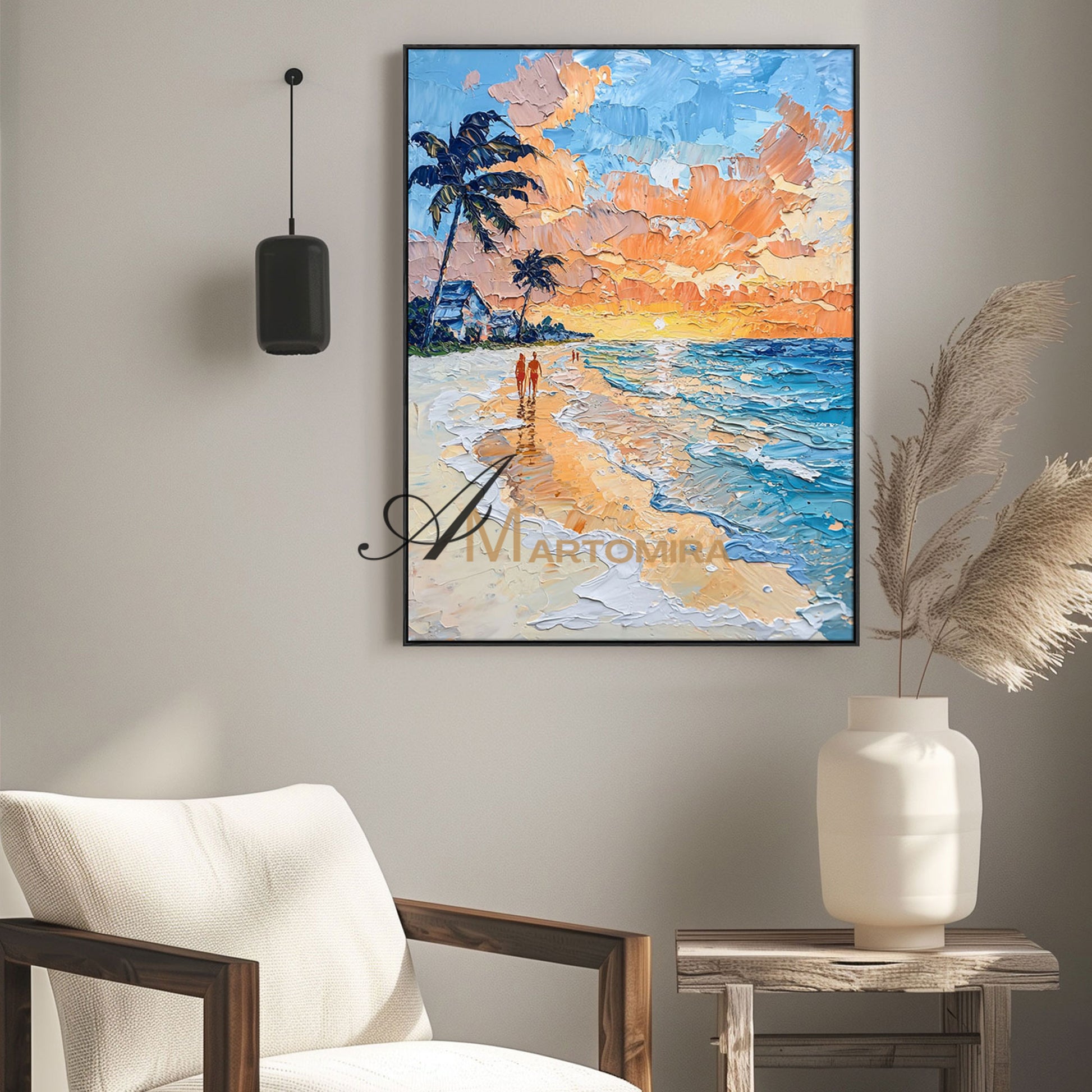 Beach Sunset Painting | Beach Landscape Painting | Landscape Wall Art For Living Room #POS063