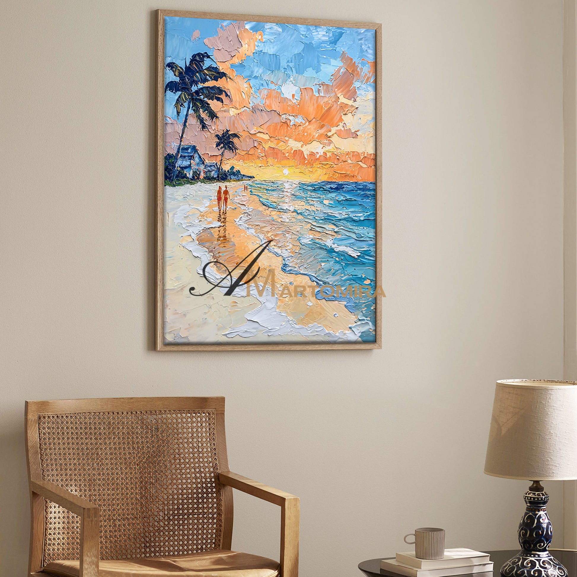 Beach Sunset Painting | Beach Landscape Painting | Landscape Wall Art For Living Room #POS063