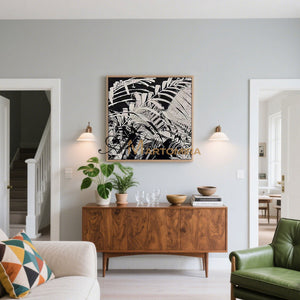 Leaf Painting | Black And White Canvas Art | Abstract Leaf Paintings | Modern Art #MF013