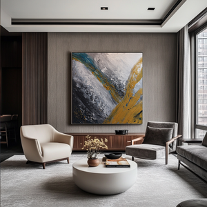 square wall art | black and gold wall art | modern abstract wall art | large canvas art #DF061