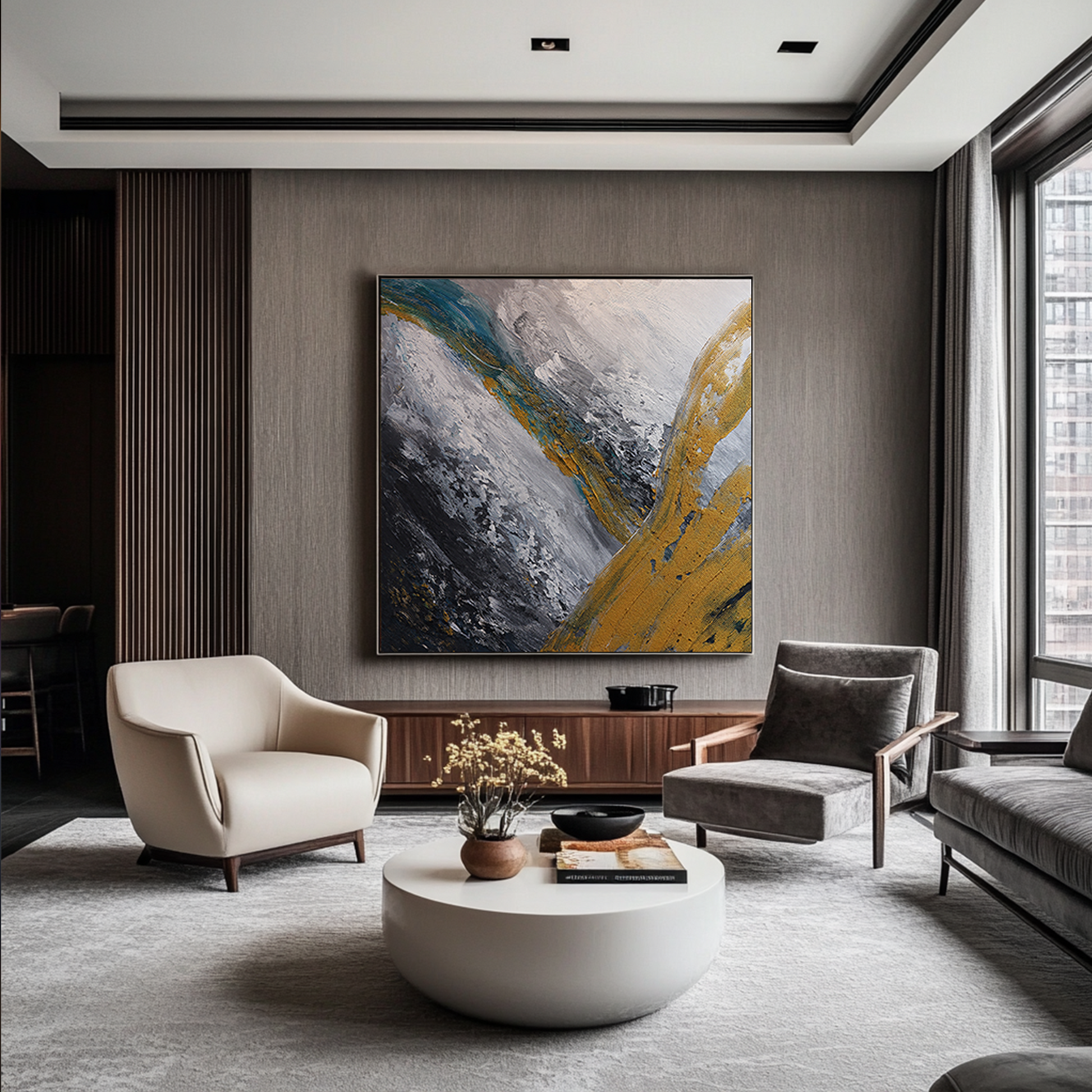 square wall art | black and gold wall art | modern abstract wall art | large canvas art #DF061