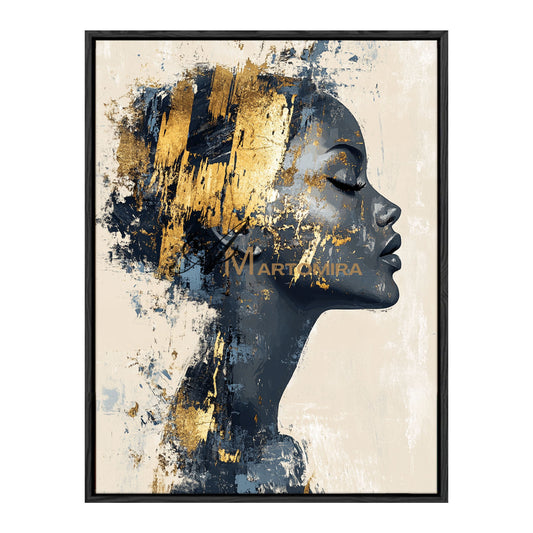 Portrait Painting | Black And Gold Wall Art | Large Canvas Art | Contemporary Wall Art Decor #AP013