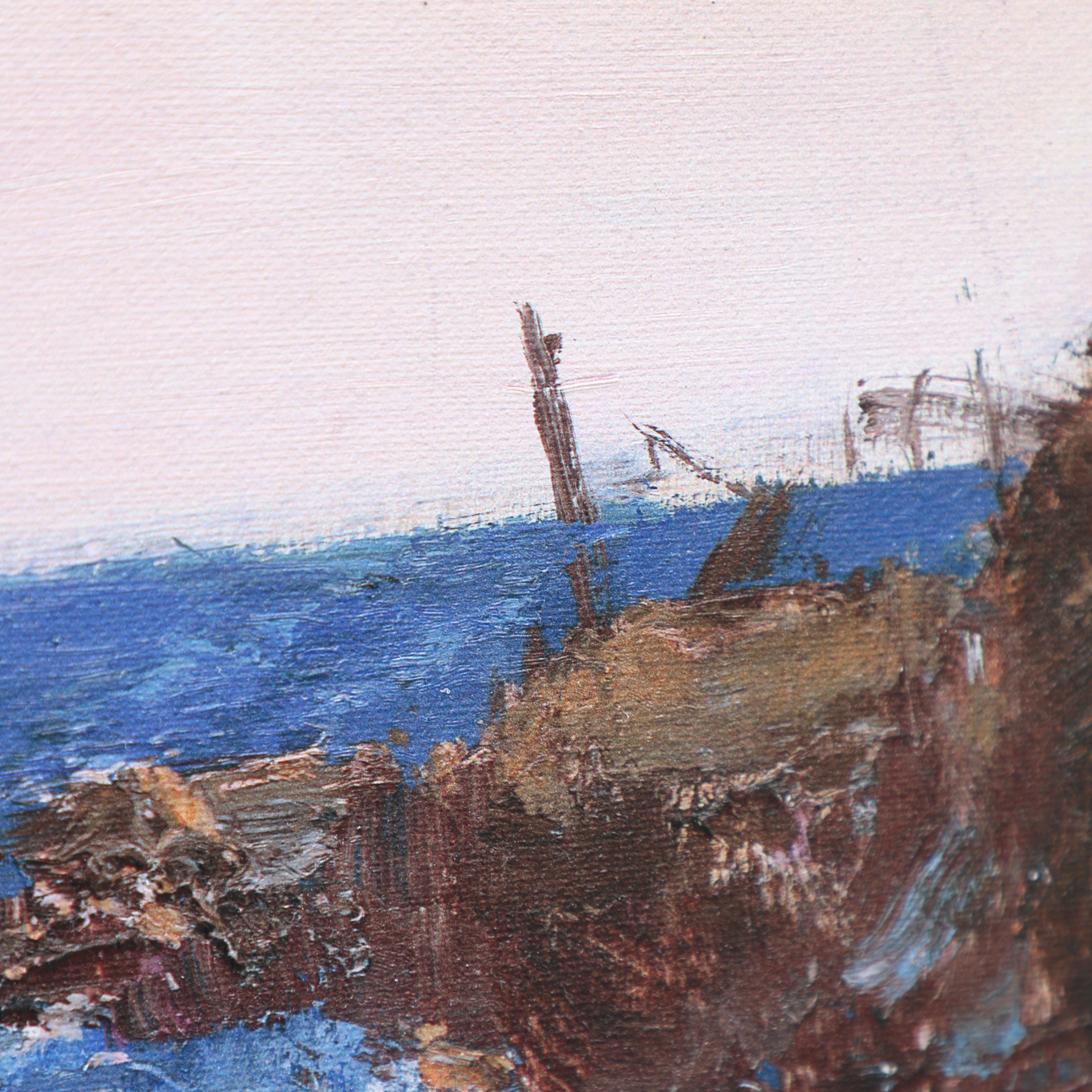 Landscape Wall Art | Blue Ocean Paintings | Large Horizontal Coastal Wall Art | Large Canvas Art #DF047