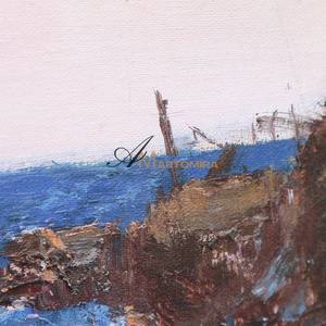 Landscape Wall Art | Blue Ocean Paintings | Large Horizontal Coastal Wall Art | Large Canvas Art #DF047